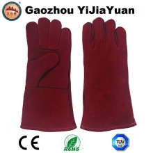 Red Cowhide Split Leather Safety Industrial Welders Luvas com Ce En 407